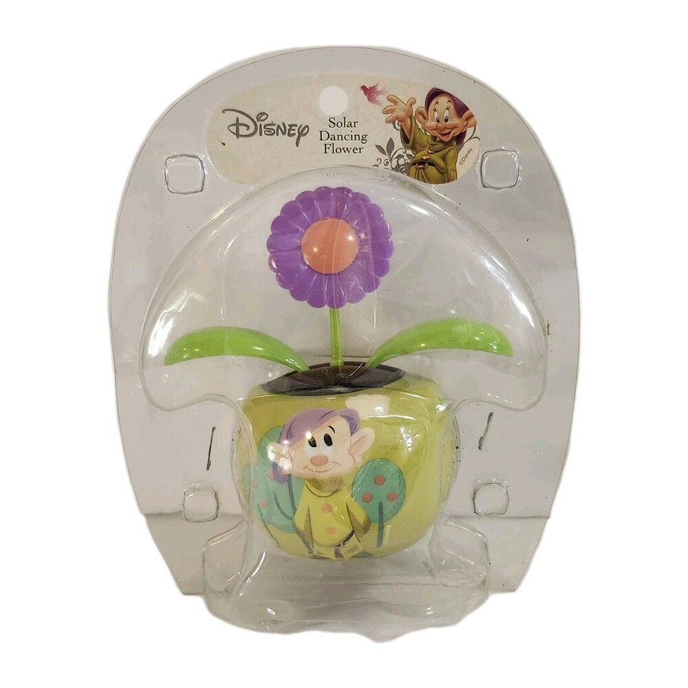 Disney Dopey Purple Flower with Yellow Base Solar Dancer NOS New In Package